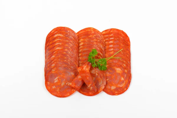 Slices of chorizo salami — Stock Photo, Image