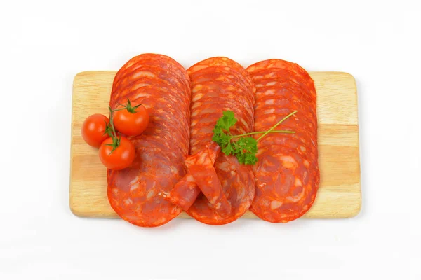 Salami de chorizo y tomates cherry —  Fotos de Stock