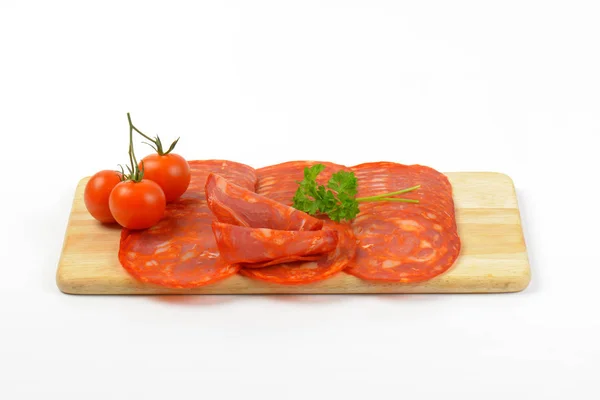 Chorizo salami and cherry tomatoes — Stock Photo, Image