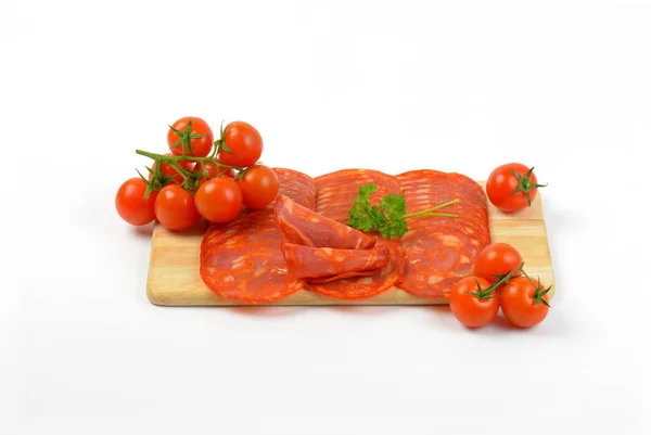 Salame chorizo e pomodorini ciliegia — Foto Stock
