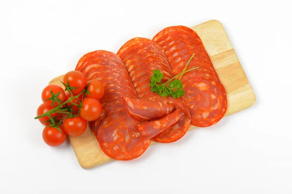 Chorizo salami and cherry tomatoes — Stock Photo, Image