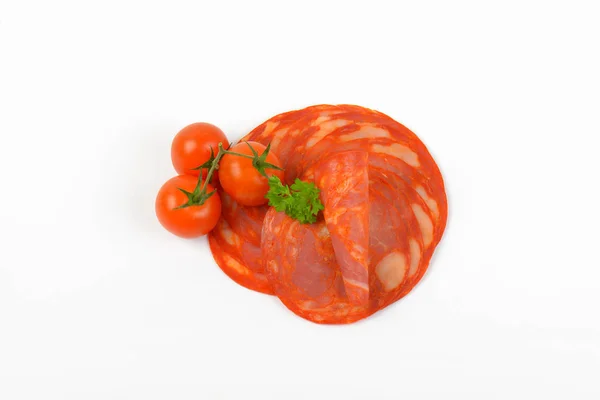 Chorizo salám a cherry rajčátky — Stock fotografie