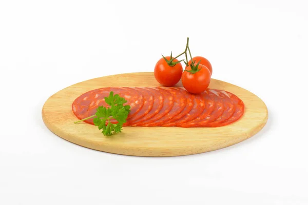 Chorizo salam ve kiraz domates — Stok fotoğraf