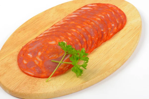 Fette di salame chorizo — Foto Stock