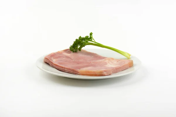 Teller mit Schweineschinken — Stockfoto