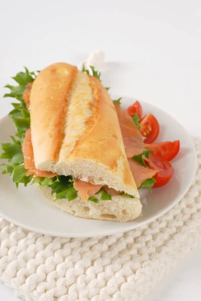 Sandwich with smoked salmon — Stock Photo, Image