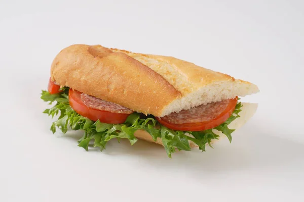 Panino fresco con salame — Foto Stock