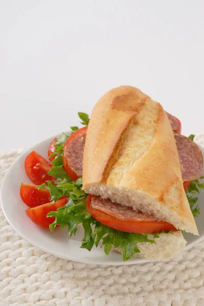 Fresh sandwich with salami — Stock Photo, Image