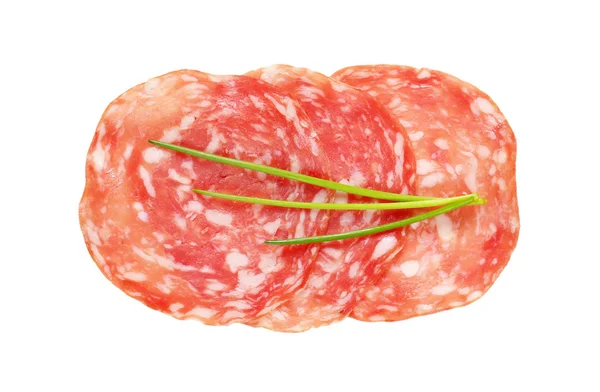 Slices of dry salami — Stock Photo, Image