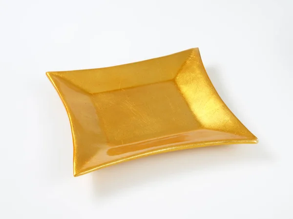 Square gold plate — Stock Photo, Image