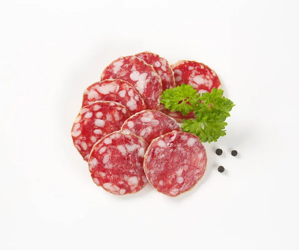 French dry cured sausage slices — Stock Photo, Image