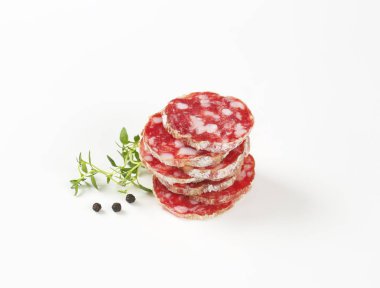 French dry cured sausage slices clipart