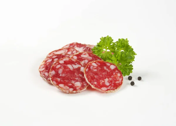 French dry cured sausage slices — Stock Photo, Image