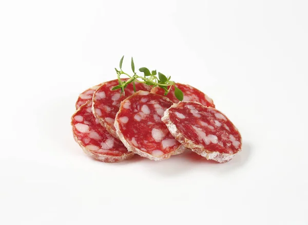 French dry cured sausage slices — Stock Photo, Image