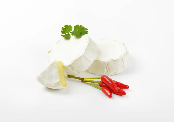 Wheels of soft white cheese — Stock Photo, Image