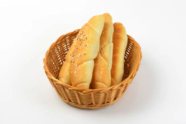 Fresh rolls with salt and caraway seeds — Stock Photo, Image