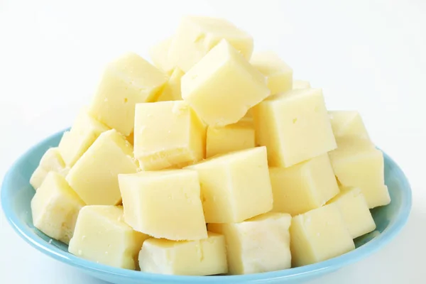 Kockára vágott kecske sajt — Stock Fotó