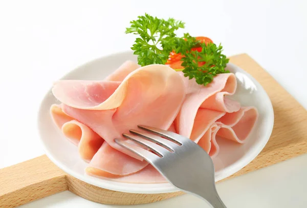 Thinly sliced ham — Stock Photo, Image