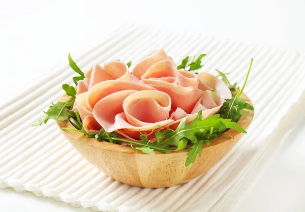 Arugula salad with ham — Stock Photo, Image