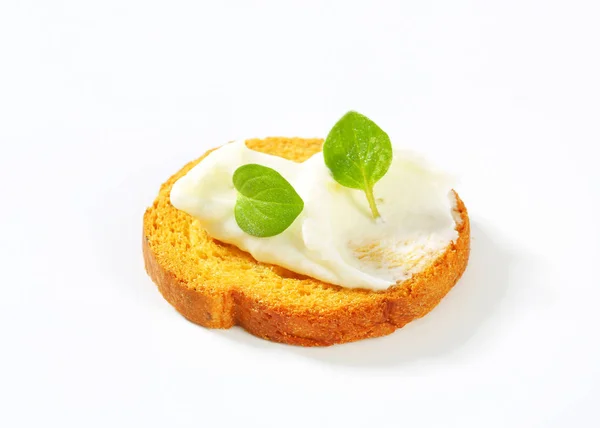 Mini toast with cream cheese — Stock Photo, Image