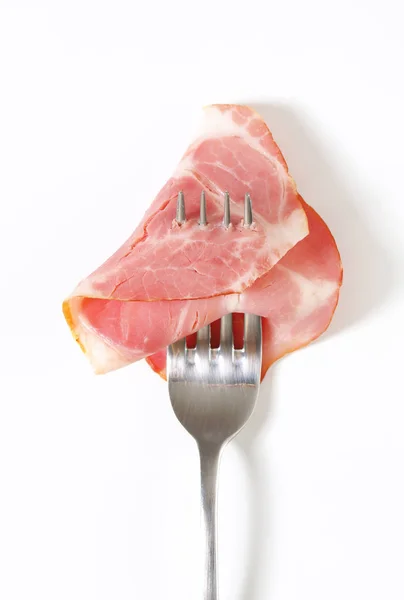 Cerdo ahumado en tenedor — Foto de Stock