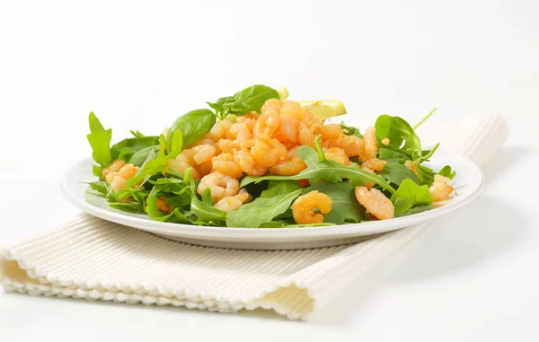 Crevettes épicées avec salade verte — Photo