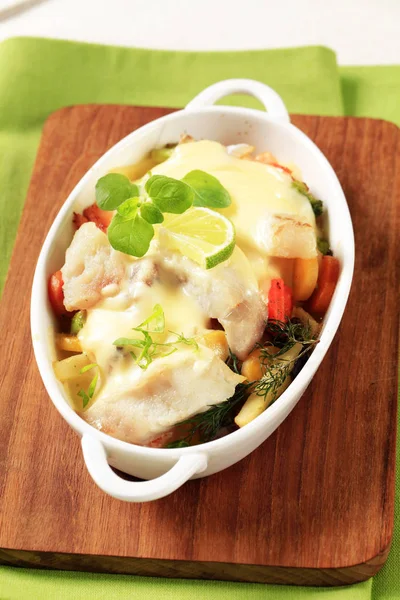 Fish and vegetable casserole — Stock Photo, Image