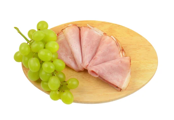 Ham with white grapes — Stock Photo, Image