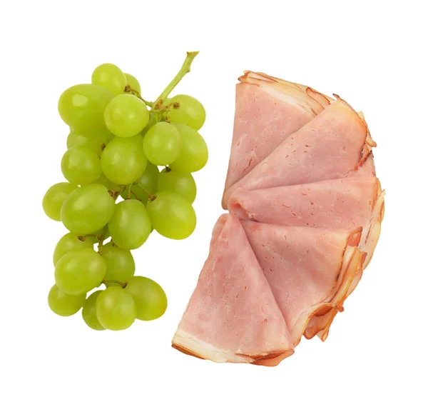 Ham with white grapes — Stock Photo, Image