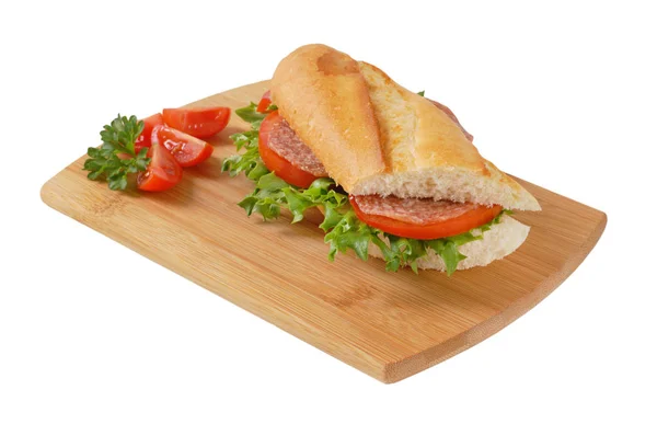 Sándwich fresco con salami — Foto de Stock