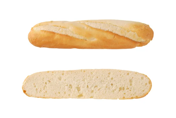 Baguette francés a la mitad — Foto de Stock