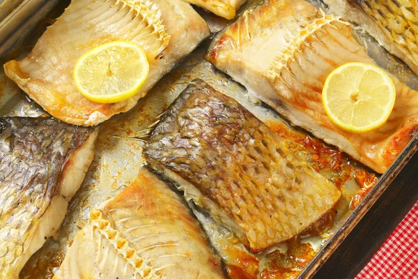 Oven baked carp fillets — Stock Photo, Image