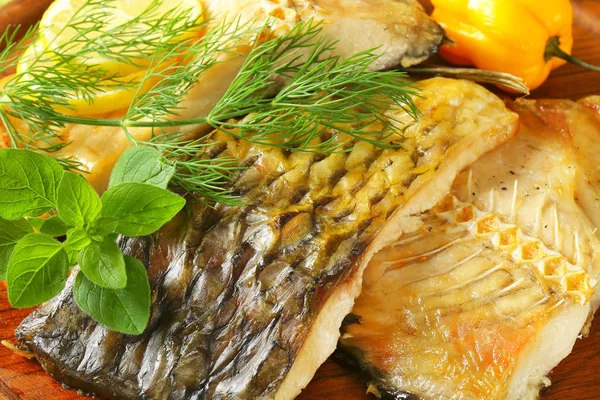 Oven baked carp fillets — Stock Photo, Image