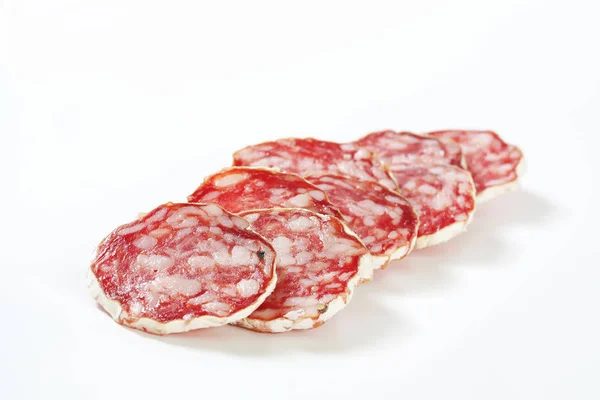 Sliced French dry sausage — Stock Photo, Image