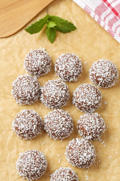 Chocolate coconut snowball cookies — Stock Photo, Image