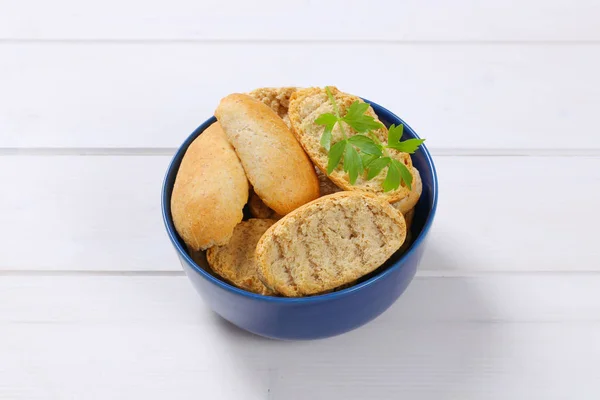 Bowl of crispy rusks — Stock Photo, Image