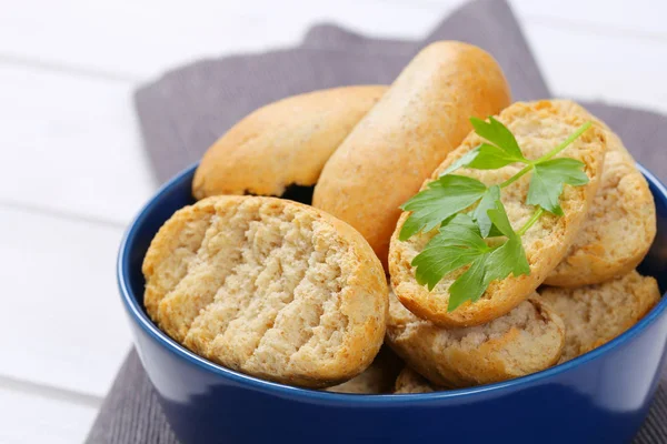 Bowl of crispy rusks — Stock Photo, Image