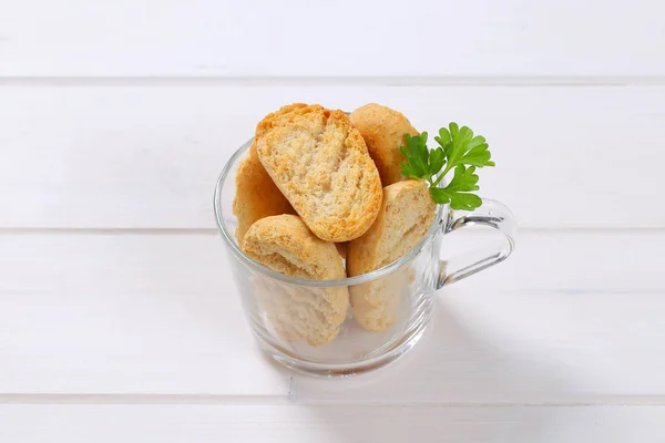 Cup of crispy rusks — Stock Photo, Image