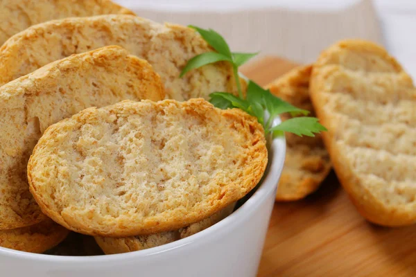 Bowl of crispy rusks — Stock Photo, Image