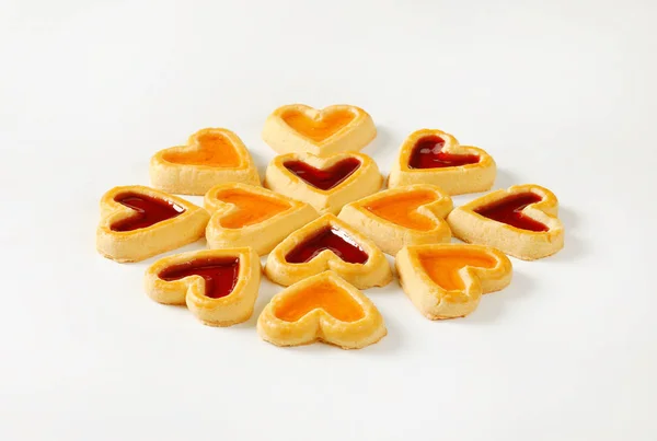 Μαρμελάδα μπισκότα σε σχήμα καρδιάς — Φωτογραφία Αρχείου