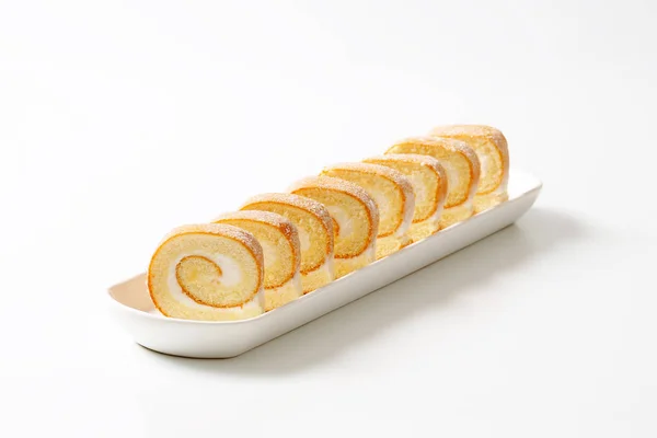 Tranches de crème Swiss roll — Photo