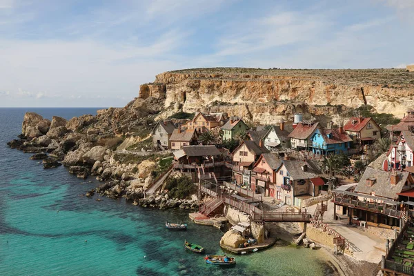 Popeye village, ankerbucht, malta — Stockfoto