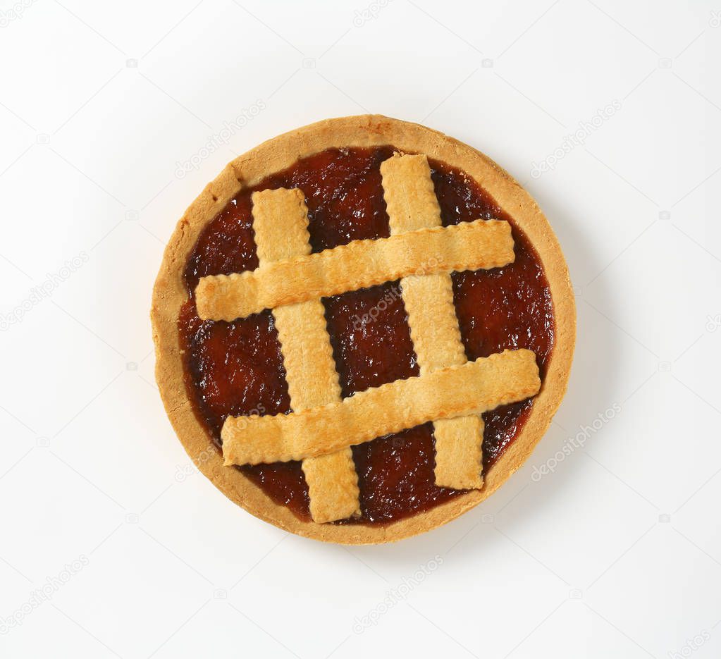 strawberry jam tart with lattice