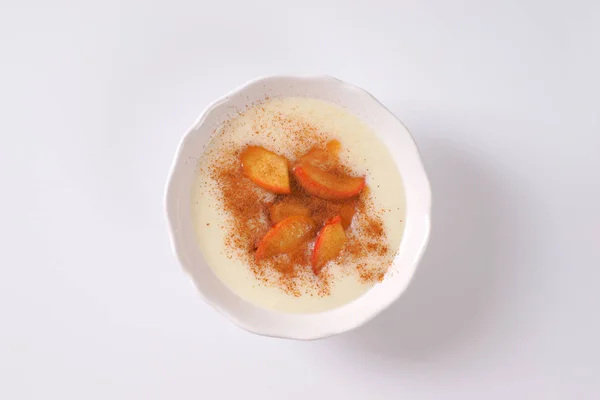 Bowl of semolina pudding — Stock Photo, Image