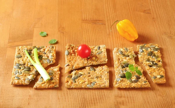 Pumpkin seed cheddar crackers — Stock Photo, Image