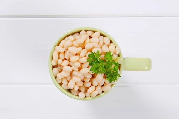 Konzervy bílých fazolí — Stock fotografie