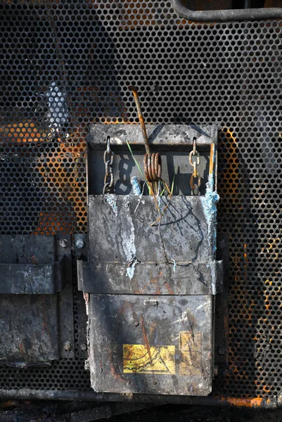 Комбайны, уничтоженные пожаром — стоковое фото