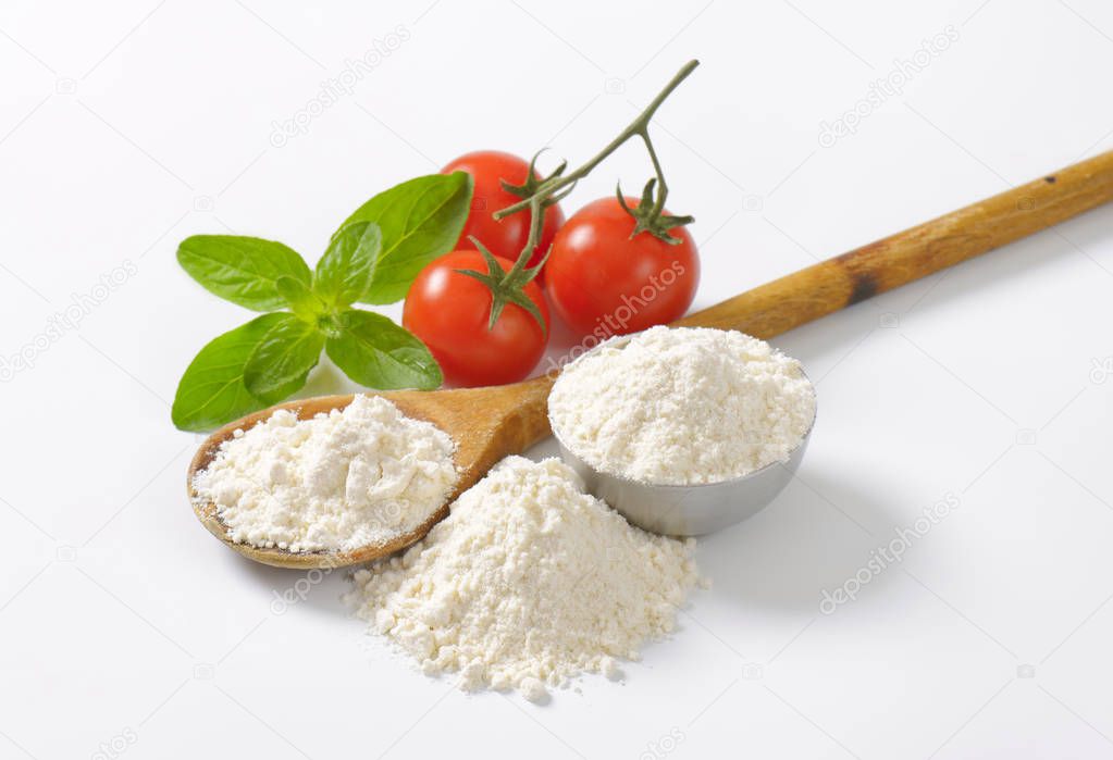 wheat flour, tomatoes and basil