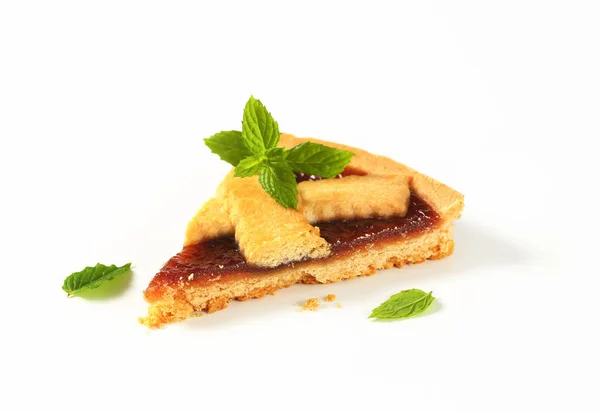 Slice of strawberry jam tart — Stock Photo, Image