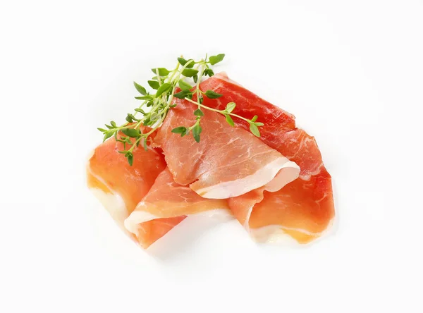 Air dried ham with thyme — Stock Photo, Image